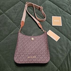 New Michael Kors Luggage Brown/Tan Crossbody Monogram